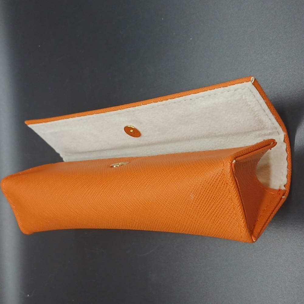 Tory Burch Orange Small/Readers Glasses Case   Gold Tone Snap Closure - Picture 5 of 5